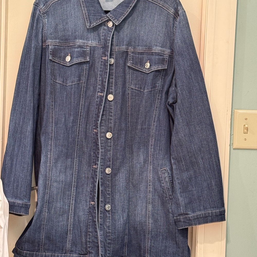Chico's Blue Jean Jacket Long Relaxed Fit